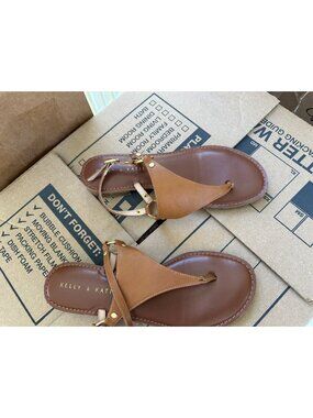 Kelly & Katie Womens Brown Bania Leather Sandals 8 Adjustable Ankle Strap